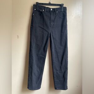 Madewell classic straight leg black jeans size 28 grunge distressed